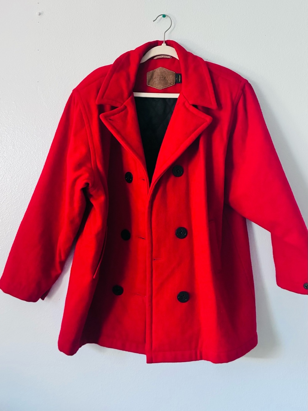 Woolrich Red Double-Breasted Pea Coat
